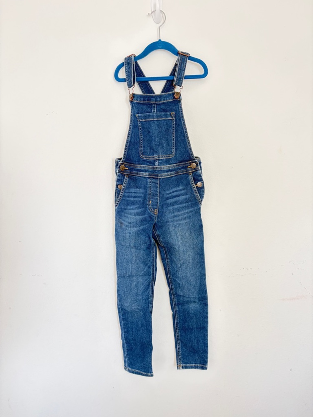 Crewcuts Denim Overalls in Blue with Contrast Stitching